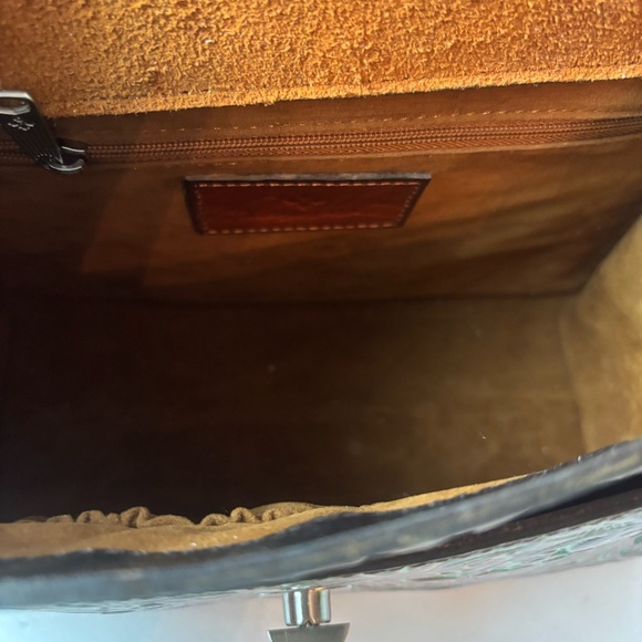 NWT Patricia Nash Chauny Tooled Turquoise Leather Crossbody Bag Satchel W/Strap - Picture 6 of 12